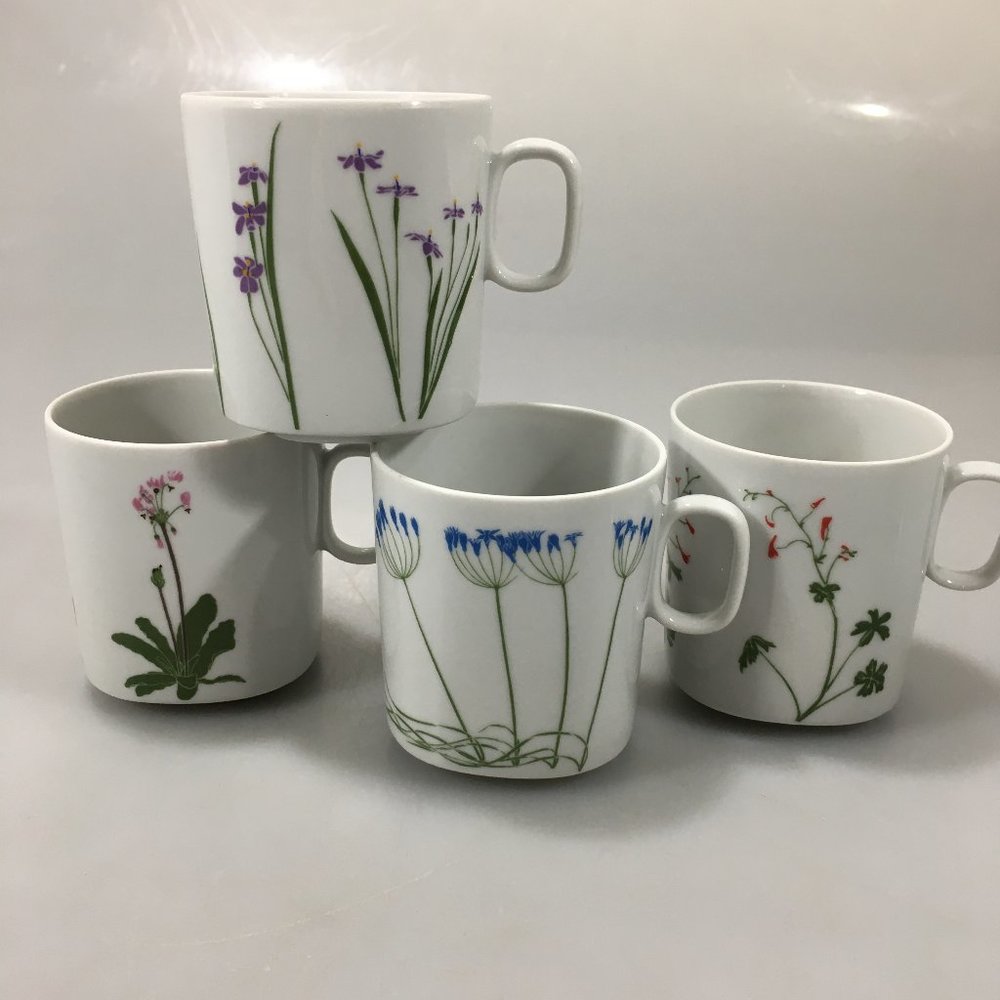 Block Langenthal Henry Evans Floral Portraits Set of 4 Porcelain Cups 6 oz
